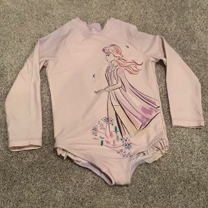 Size 4 Hanna Andersson Anna Frozen 2 one piece girls zip up swimsuit